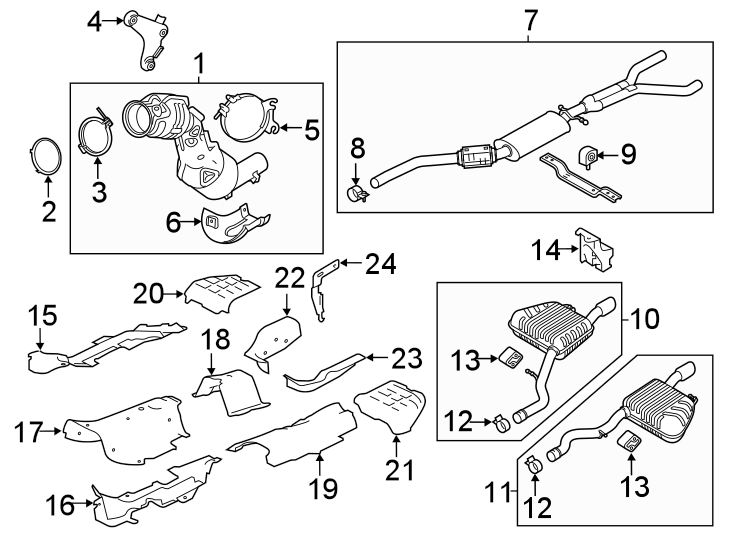 Diagram EXHAUST SYSTEM. EXHAUST COMPONENTS. for your 2017 Jaguar F-Pace   