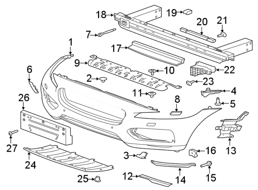 Diagram FRONT BUMPER & GRILLE. BUMPER & COMPONENTS. for your 2017 Jaguar F-Pace   