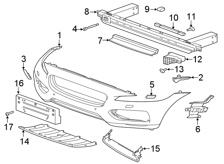 Diagram Front bumper & grille. Bumper & components. for your 2020 Jaguar F-Pace 5.0L V8 A/T SVR Sport Utility 
