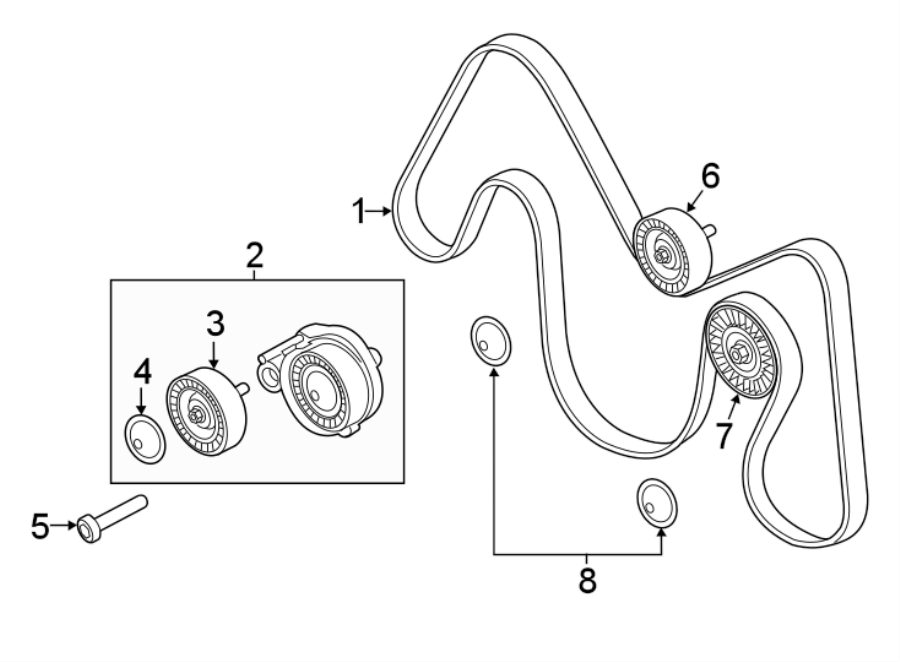 Diagram BELTS & PULLEYS. for your 2019 Jaguar F-Pace  Base Sport Utility 