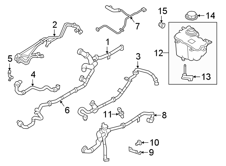 Diagram RADIATOR HOSES. for your 2011 Jaguar XF   