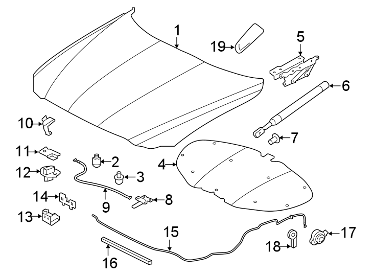 Diagram EXTERIOR TRIM. HOOD & COMPONENTS. for your 2020 Jaguar E-Pace   