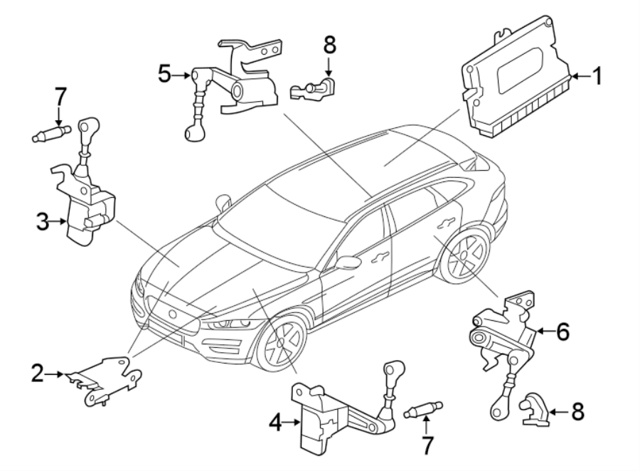 Diagram RIDE CONTROL COMPONENTS. for your 2020 Jaguar F-Pace  Checkered Flag Sport Utility 