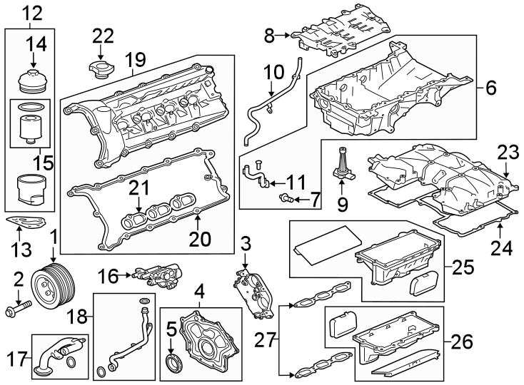 Diagram ENGINE PARTS. for your Jaguar XF  