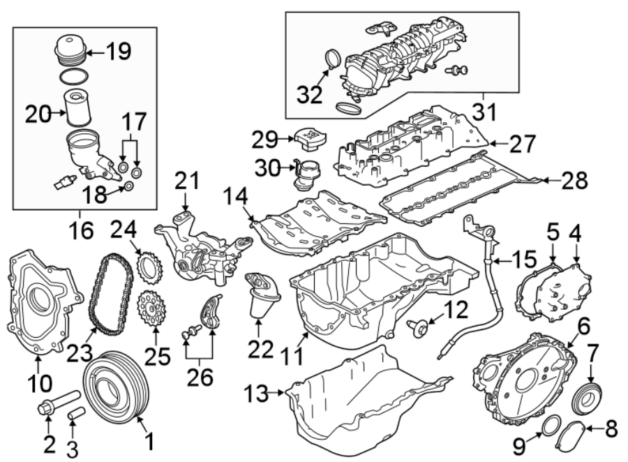 Diagram ENGINE PARTS. for your Jaguar F-Pace  