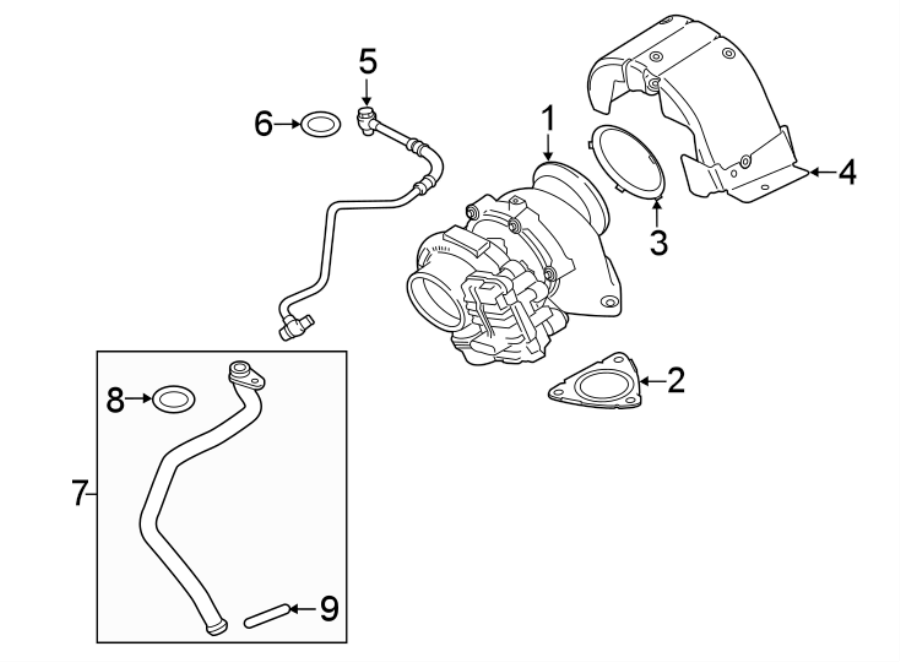 Diagram TURBOCHARGER & COMPONENTS. for your 2018 Jaguar F-Pace   