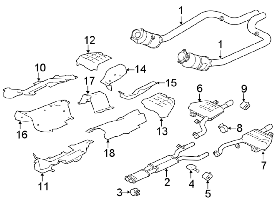 Diagram EXHAUST SYSTEM. EXHAUST COMPONENTS. for your Jaguar F-Pace  