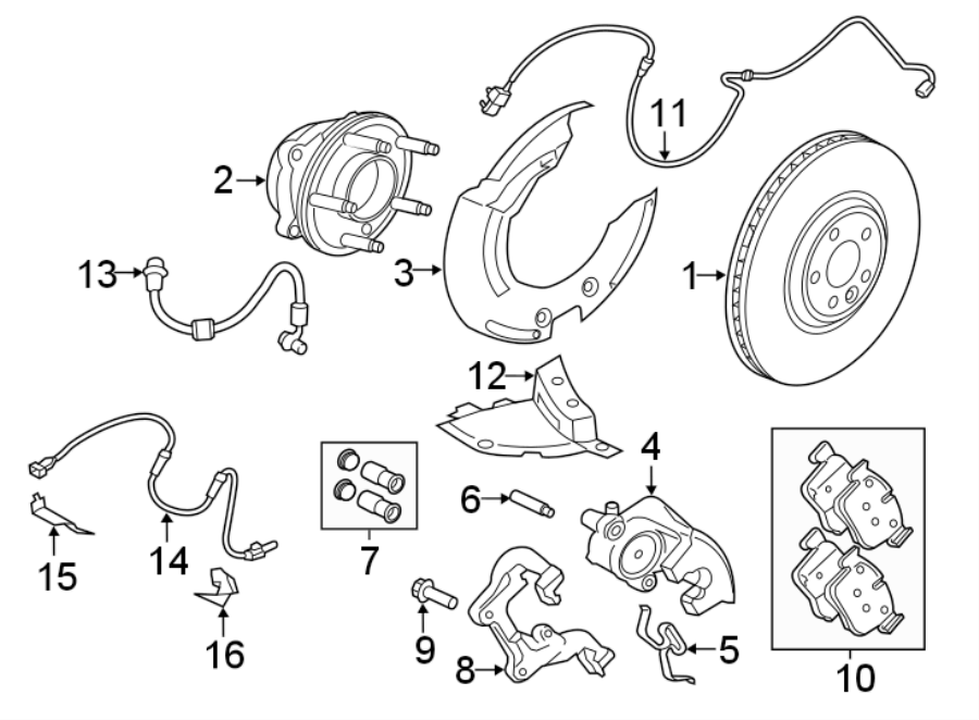 Diagram FRONT SUSPENSION. BRAKE COMPONENTS. for your 2020 Jaguar F-Pace   