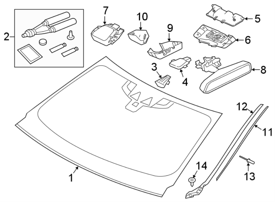 Diagram REVEAL MOLDINGS. WINDSHIELD GLASS. for your 2022 Jaguar F-Pace  S Sport Utility 