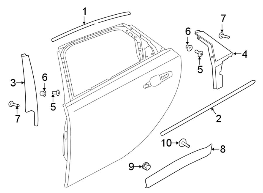 Diagram REAR DOOR. EXTERIOR TRIM. for your 2018 Jaguar F-Pace   