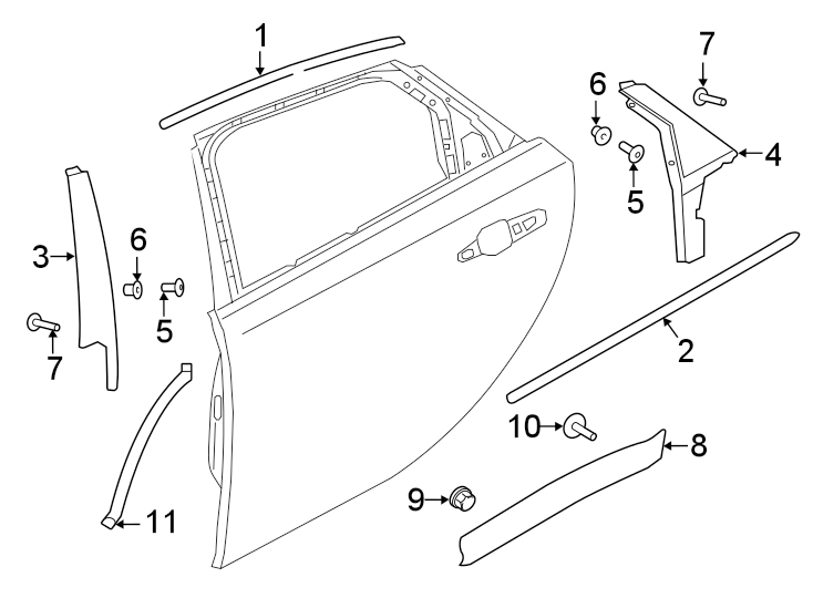 Diagram REAR DOOR. EXTERIOR TRIM. for your Jaguar