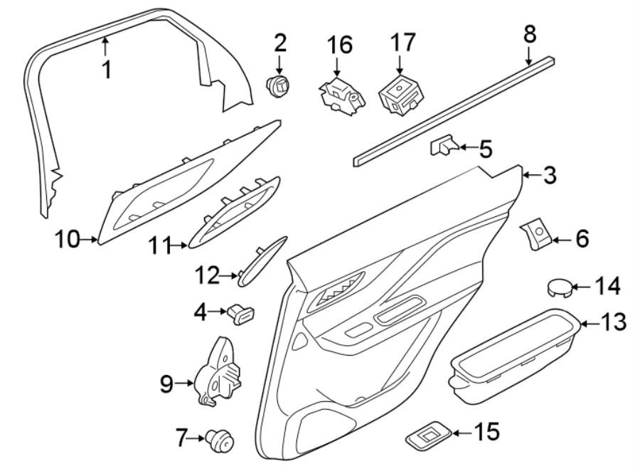 Diagram REAR DOOR. INTERIOR TRIM. for your 2024 Jaguar F-Type  R Coupe 