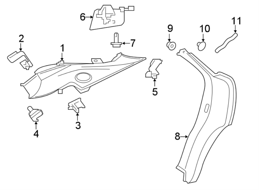 Diagram QUARTER PANEL. INTERIOR TRIM. for your 2020 Jaguar F-Pace 5.0L V8 A/T SVR Sport Utility 