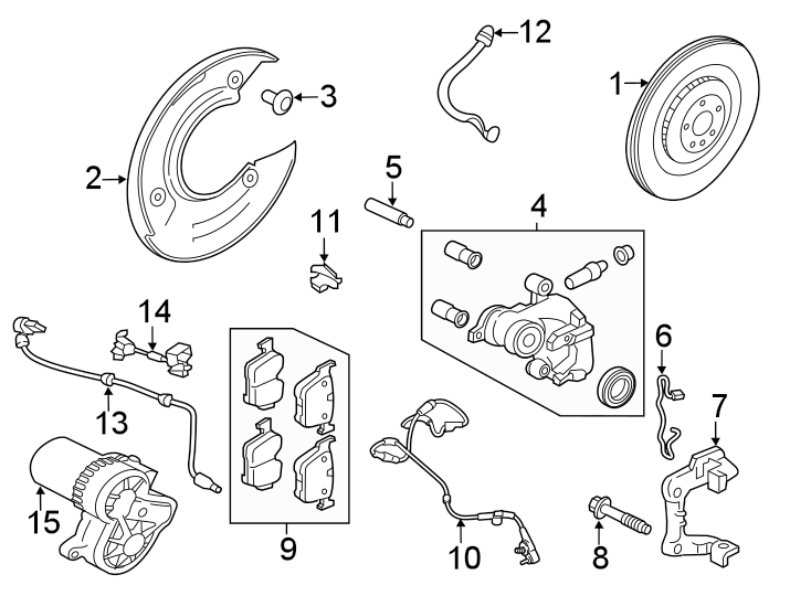 Diagram Rear suspension. Brake components. for your 2020 Jaguar F-Pace   