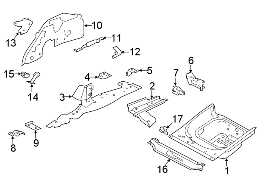 Diagram REAR BODY & FLOOR. FLOOR & RAILS. for your 2018 Jaguar F-Pace   