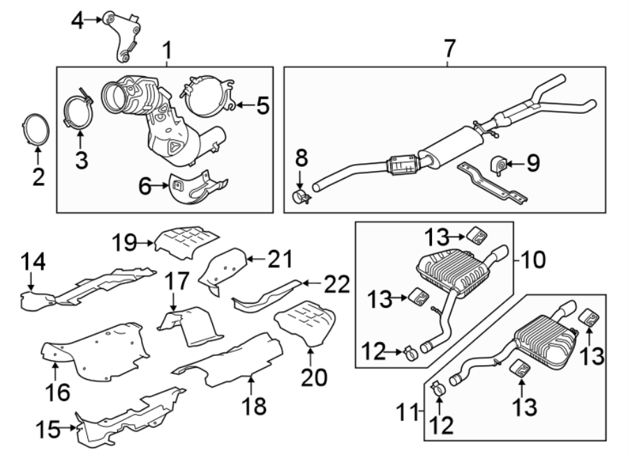 Diagram EXHAUST SYSTEM. EXHAUST COMPONENTS. for your 2020 Jaguar F-Pace  Base Sport Utility 