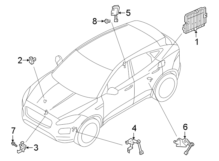 Diagram RIDE CONTROL COMPONENTS. for your 2019 Jaguar E-Pace  R-Dynamic S Sport Utility 