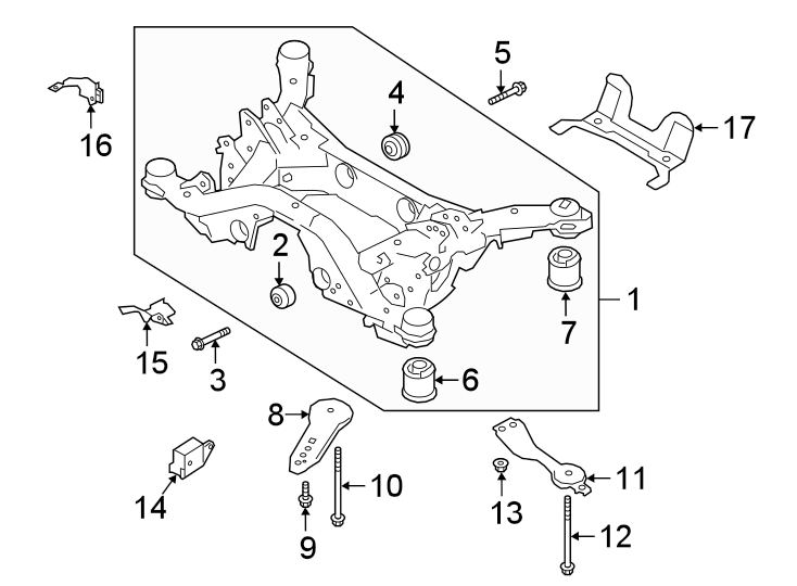 Diagram REAR SUSPENSION. CROSSMEMBERS & COMPONENTS. for your 2013 Jaguar XJ   