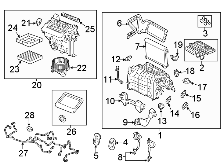 Diagram AIR CONDITIONER & HEATER. EVAPORATOR COMPONENTS. for your Jaguar