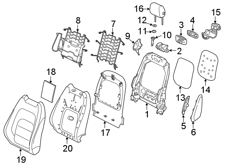 Diagram SEATS & TRACKS. FRONT SEAT COMPONENTS. for your Jaguar