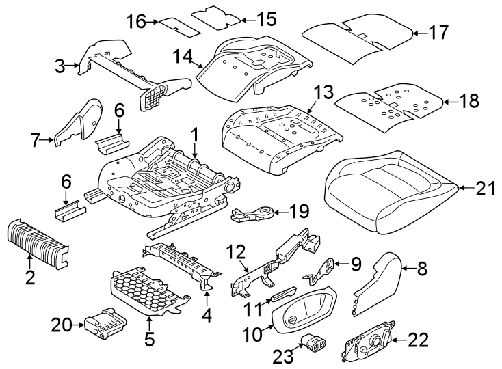 Diagram SEATS & TRACKS. FRONT SEAT COMPONENTS. for your Jaguar