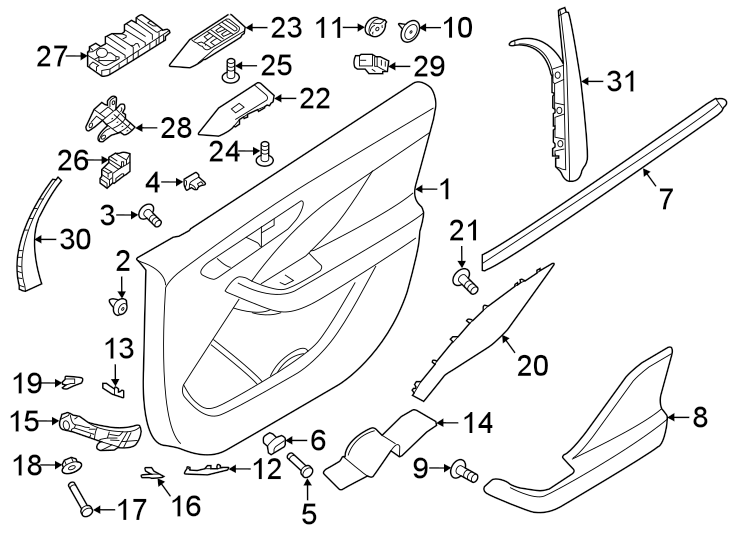 Diagram FRONT DOOR. INTERIOR TRIM. for your 2012 Jaguar XJ   