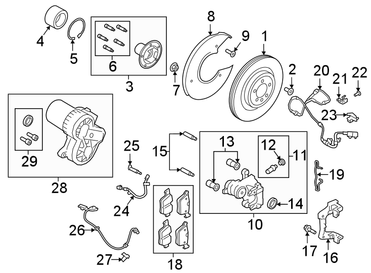 Diagram REAR SUSPENSION. BRAKE COMPONENTS. for your 2019 Jaguar XE   