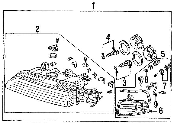 FRONT LAMPS. HEADLAMP COMPONENTS.