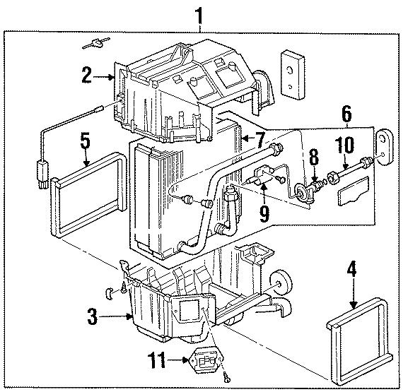 AIR CONDITIONER & HEATER. EVAPORATOR COMPONENTS.