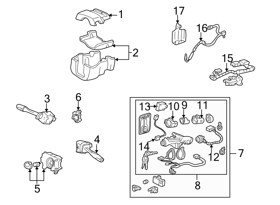 1STEERING COLUMN. SHROUD. SWITCHES & LEVERS.https://images.simplepart.com/images/parts/motor/fullsize/4808380.png