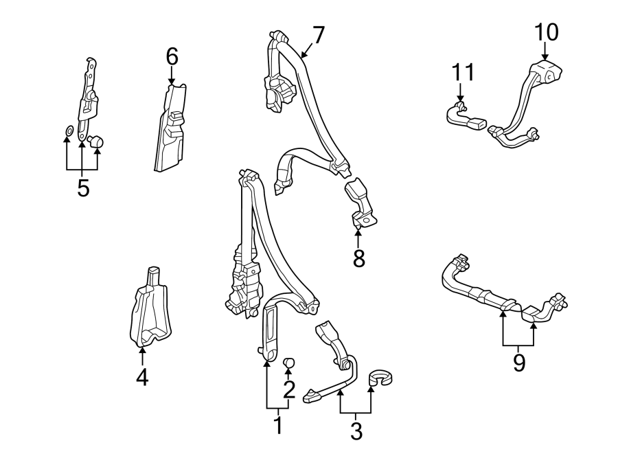 10RESTRAINT SYSTEMS. FRONT SEAT BELTS. REAR SEAT BELTS.https://images.simplepart.com/images/parts/motor/fullsize/4808500.png