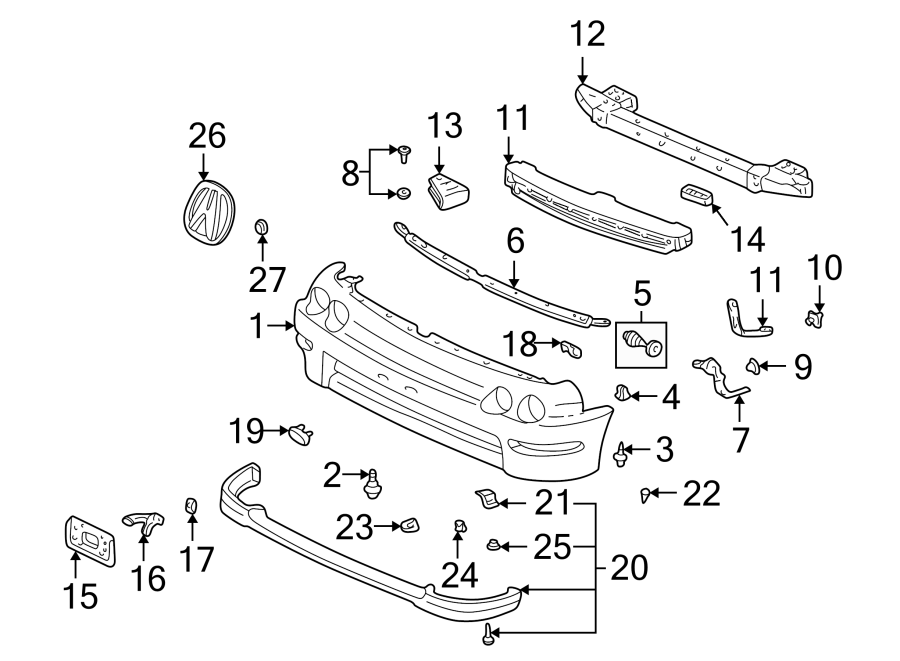 Front bumper. Bumper & components.