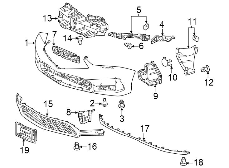 13Front bumper & grille. Bumper & components.https://images.simplepart.com/images/parts/motor/fullsize/4813005.png