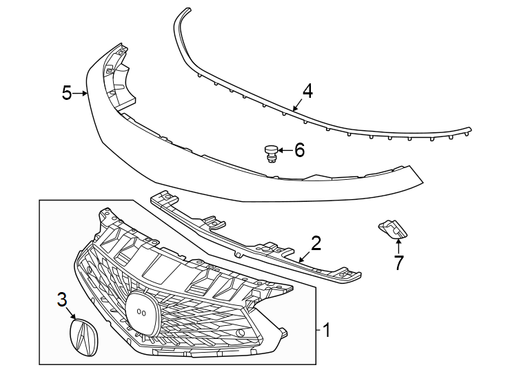 4Front bumper & grille. Grille & components.https://images.simplepart.com/images/parts/motor/fullsize/4813020.png