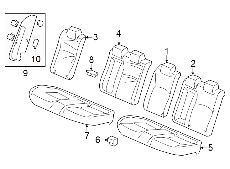 9Seats & tracks. Rear seat components.https://images.simplepart.com/images/parts/motor/fullsize/4813431.png