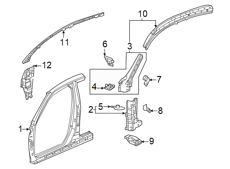 9Pillars. Rocker & floor. Aperture panel. Hinge pillar.https://images.simplepart.com/images/parts/motor/fullsize/4813456.png