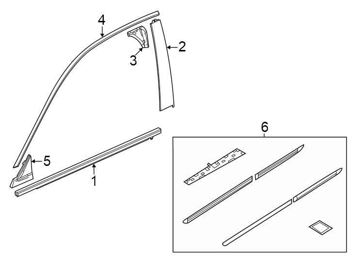 5Front door. Exterior trim.https://images.simplepart.com/images/parts/motor/fullsize/4813485.png