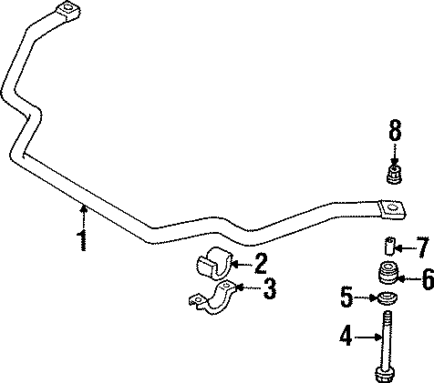 FRONT SUSPENSION. STABILIZER BAR & COMPONENTS.