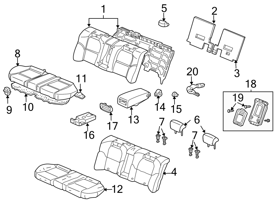 SEATS & TRACKS. REAR SEAT COMPONENTS.