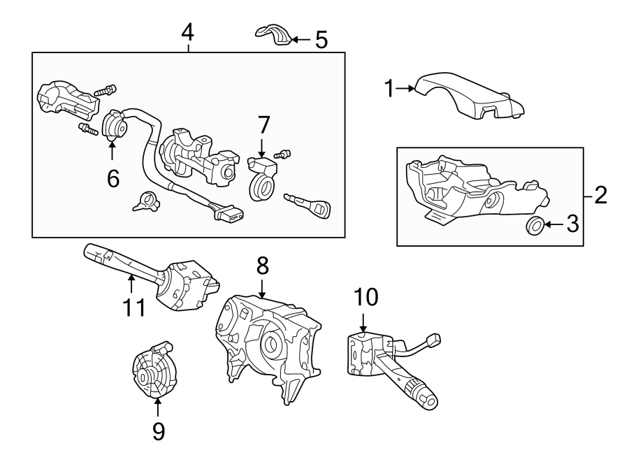 STEERING COLUMN. SHROUD. SWITCHES & LEVERS.