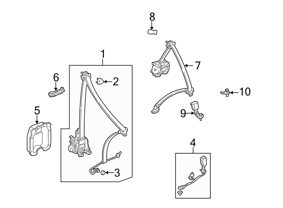 RESTRAINT SYSTEMS. FRONT SEAT BELTS. REAR SEAT BELTS.