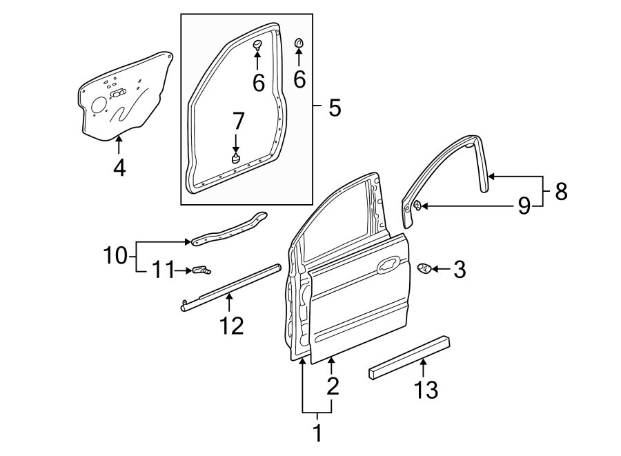 FRONT DOOR. DOOR & COMPONENTS.