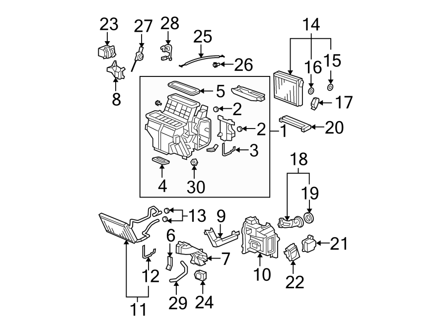 15AIR CONDITIONER & HEATER. EVAPORATOR & HEATER COMPONENTS.https://images.simplepart.com/images/parts/motor/fullsize/4822075.png