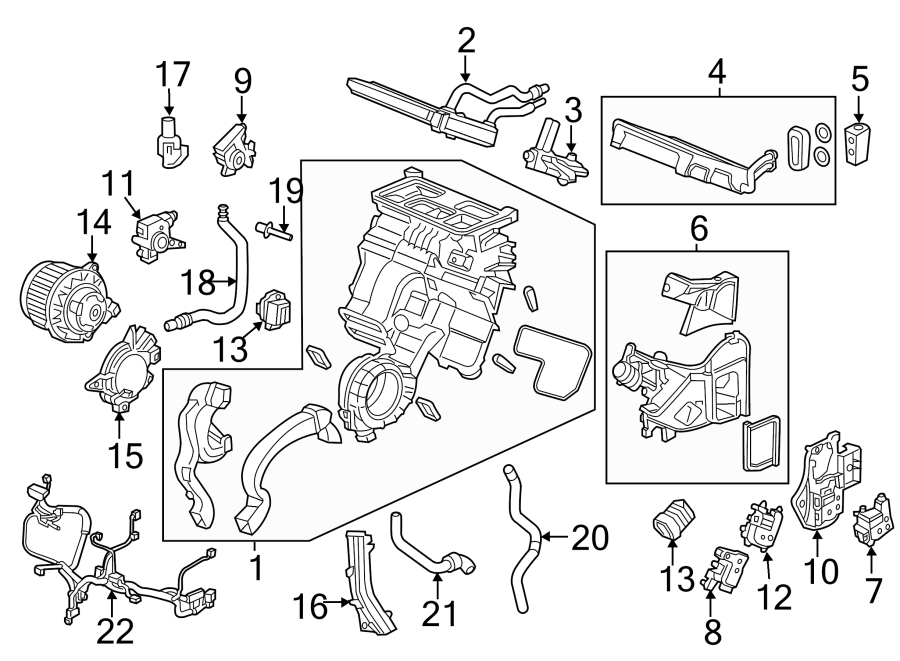 AIR CONDITIONER & HEATER. EVAPORATOR & HEATER COMPONENTS.