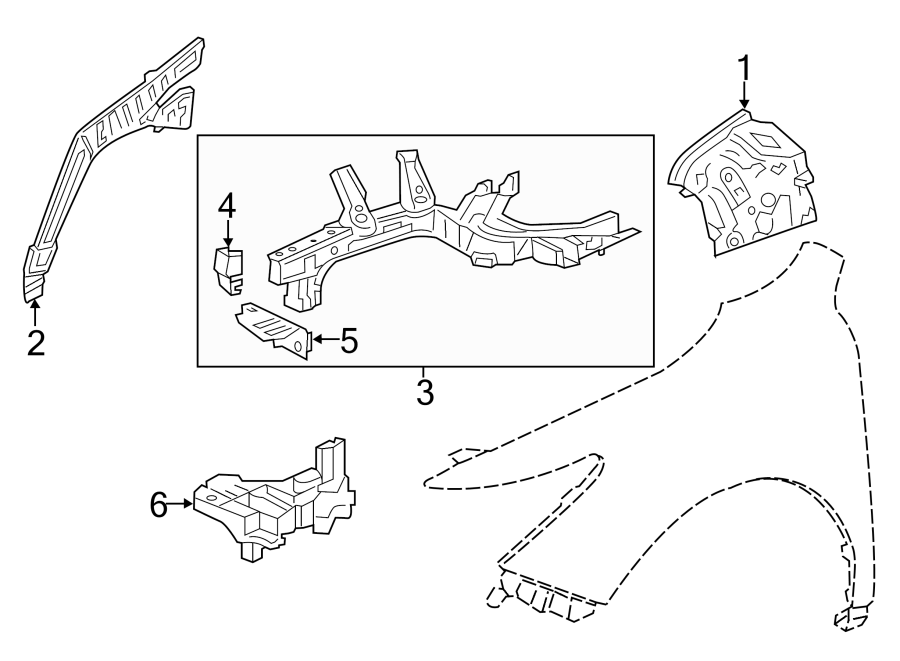 1Fender. Structural components & rails.https://images.simplepart.com/images/parts/motor/fullsize/4823085.png