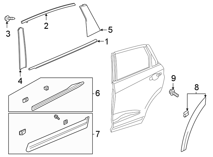 9Rear door. Exterior trim.https://images.simplepart.com/images/parts/motor/fullsize/4824480.png