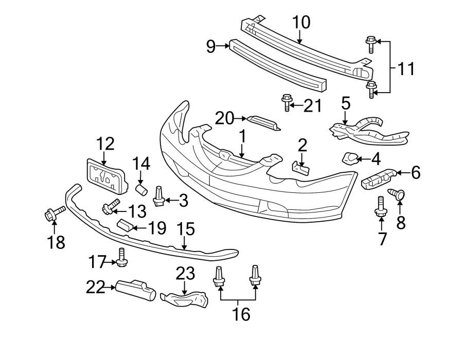 11FRONT BUMPER. BUMPER & COMPONENTS.https://images.simplepart.com/images/parts/motor/fullsize/4825020.png