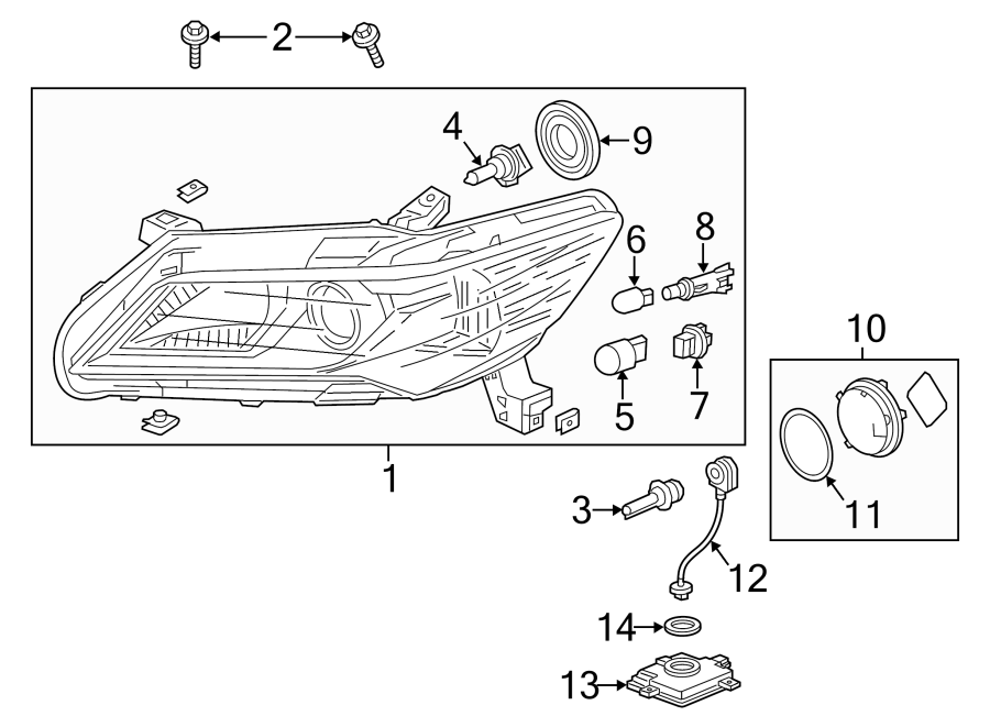 FRONT LAMPS. HEADLAMP COMPONENTS.