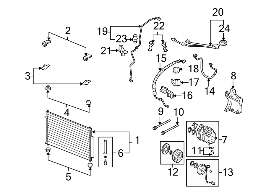 19AIR CONDITIONER & HEATER. COMPRESSOR & LINES. condenser.https://images.simplepart.com/images/parts/motor/fullsize/4835080.png