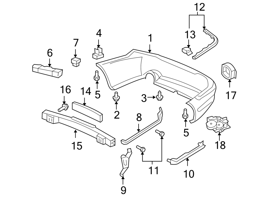 REAR BUMPER. BUMPER & COMPONENTS.